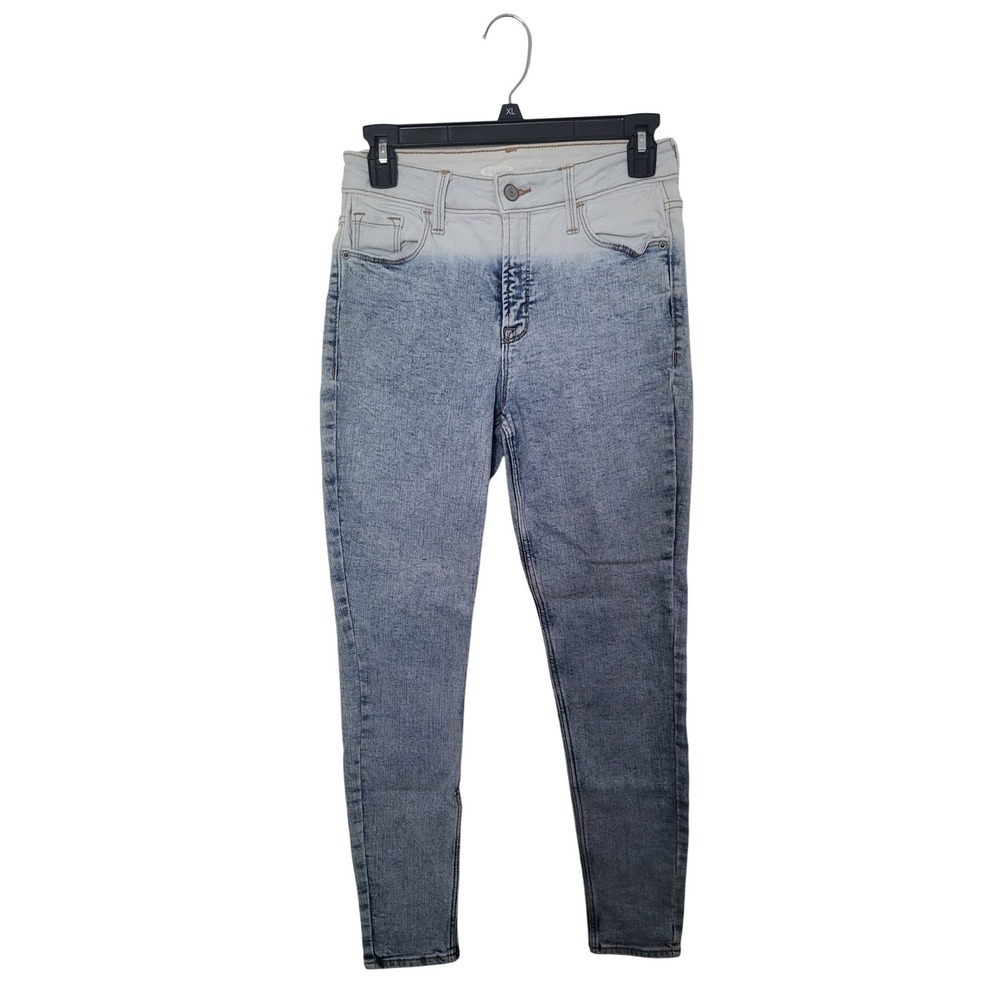 Old Navy Rockstar Skinny Jeans Womens 4 Light Blue Acid Wash Dip Dye High Rise